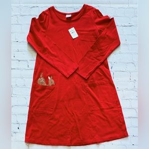 Hanna Andersson red long-sleeve dress with pockets
